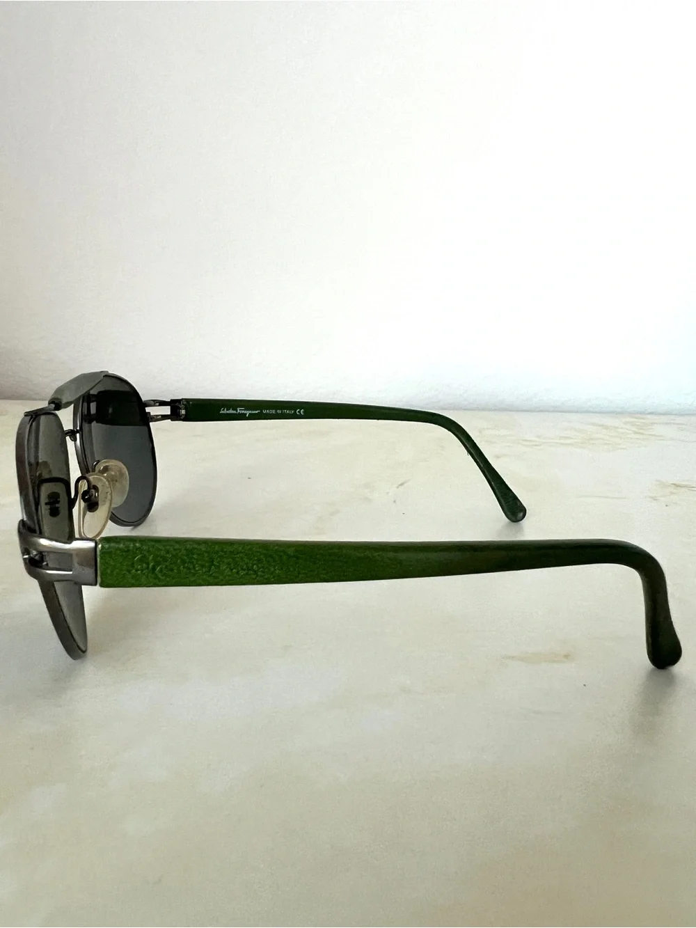 Salvatore Ferragamo Aviator Sunglasses with Leather Brow Bar